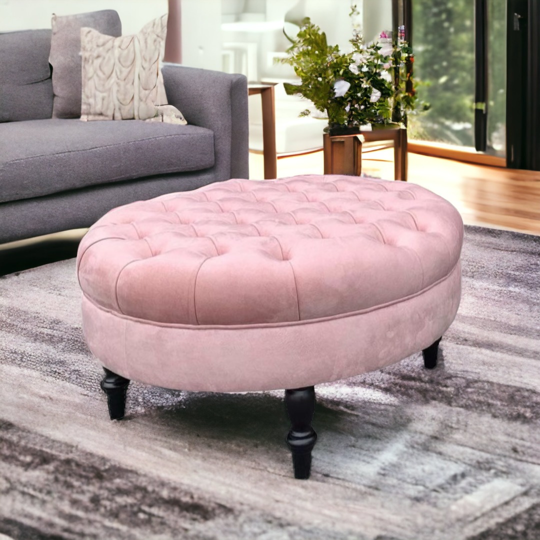 Chesterfield Upholstered Round Coffee Table/Footstool Pouffe - Elite ...